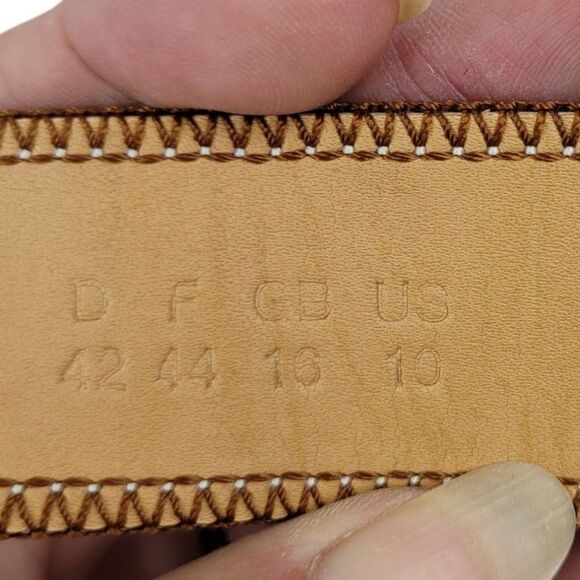 Vtg 80's Olsen Europe Belt Leather Country Boho Fold Over O-ring Tab Brown M - Picture 7 of 8